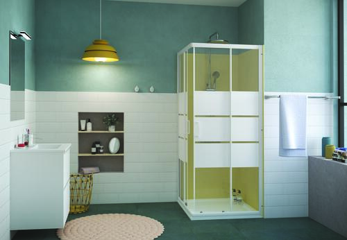 Paroi de douche accès d'angle coulissant Missi 4mm 90cm blanc - Prix net livré chez vous -